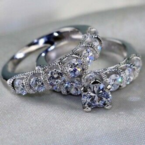 Jewelry Silver Heart Engagement Wedding Ring Band 925 Poshmark